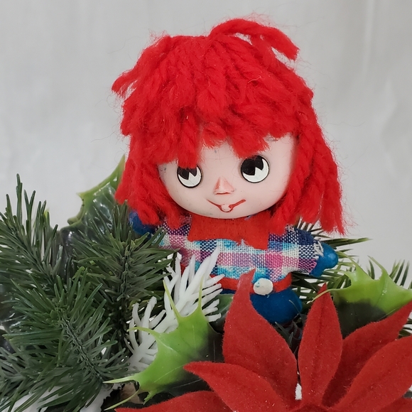 MCM Vintage Kitschy Yule Log 1970's Christmas Decorations Center Piece - Picture 2 of 12